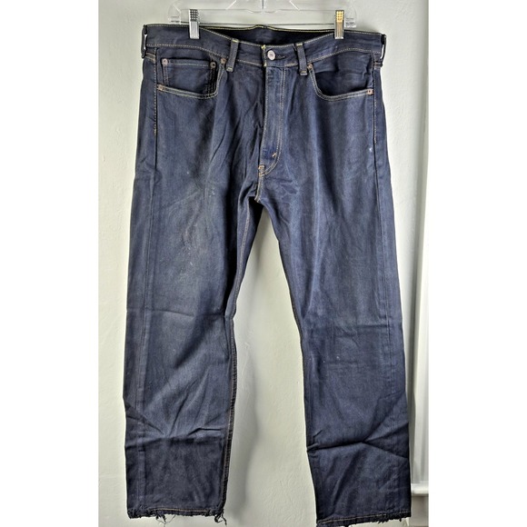 Levi's Other - Levis 505 Jeans Mens Blue Denim Cotton Regular Fit Straight Distressed 36x30
